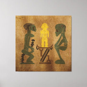 Abstracte oude vintage Afrikaanse stam scène rotsk Canvas Afdruk