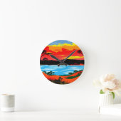 Abstracte Outback Desert Landscape Art #5 Ronde Klok (Huis)