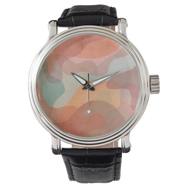 Abstracte overlappende pastelklodders achtergrond horloge (Voorkant)