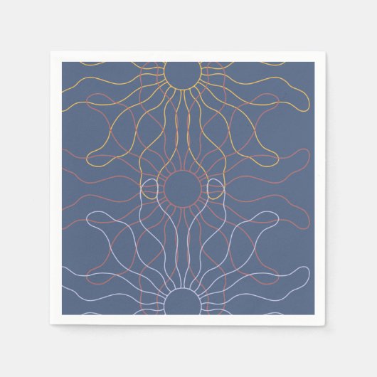 Abstracte overlappende zonnestralen leisteen blauw servet (Voorkant)