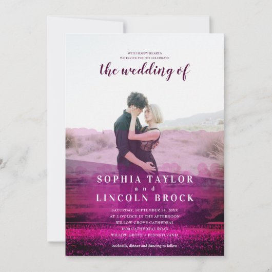 Abstracte overlay-fotobruiloft van Burgundy Kaart (Voorkant)