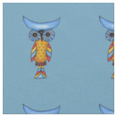 Abstracte Owl Blue Circle Eyes Colorful Feathers Stof (Close Up)