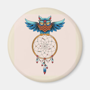 Abstracte Owl Dream catcher Magnet