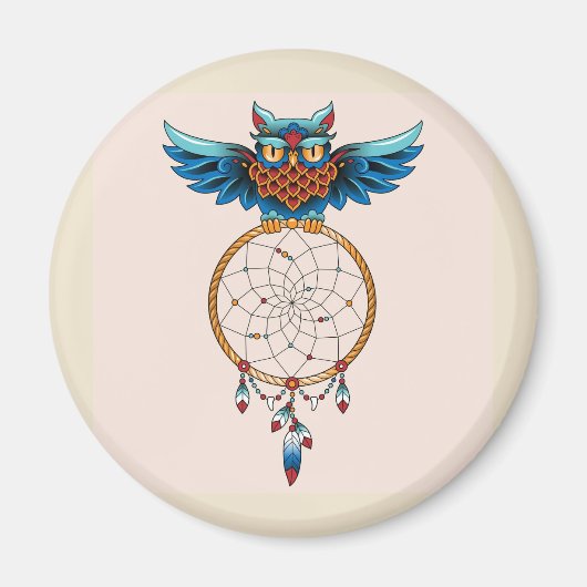 Abstracte Owl Dream catcher Magnet (Voorkant)