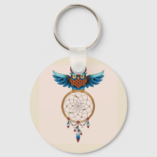 Abstracte Owl Dream catcher Sleutelhanger