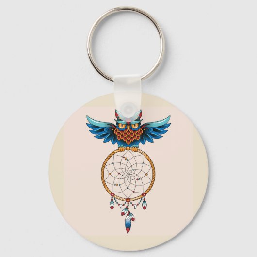 Abstracte Owl Dream catcher Sleutelhanger (Voorkant)