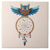 Abstracte Owl Dream catcher Tegeltje (Voorkant)