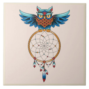 Abstracte Owl Dream catcher Tegeltje