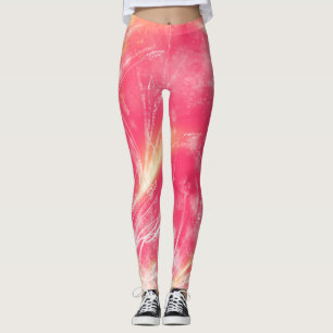 Abstracte Paardebloemen & vuurvliegjes Rood Leggings