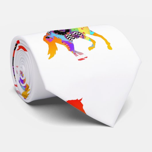 Abstracte paarden en appelwijn stropdas (Opgerold)