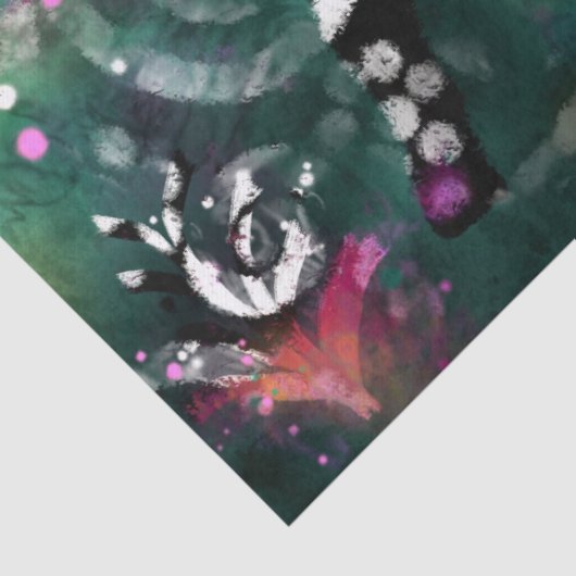 Abstracte Paardenbloem Roze Groen Decoupage Tissuepapier (Detail)