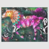 Abstracte Paardenbloem Roze Groen Decoupage Tissuepapier (Voorkant)