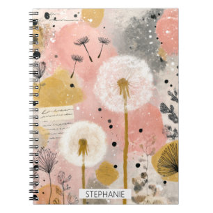 Abstracte Paardenbloem Waterverf Bloemenkunst Notitieboek