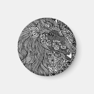 Abstracte paardenbloemen Oorspronkelijke inkt Kuns Magneet