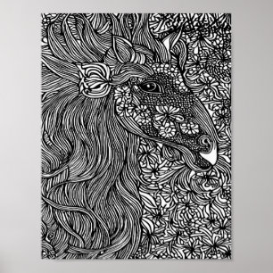 Abstracte paardenbloemen Oorspronkelijke inkt Kuns Poster