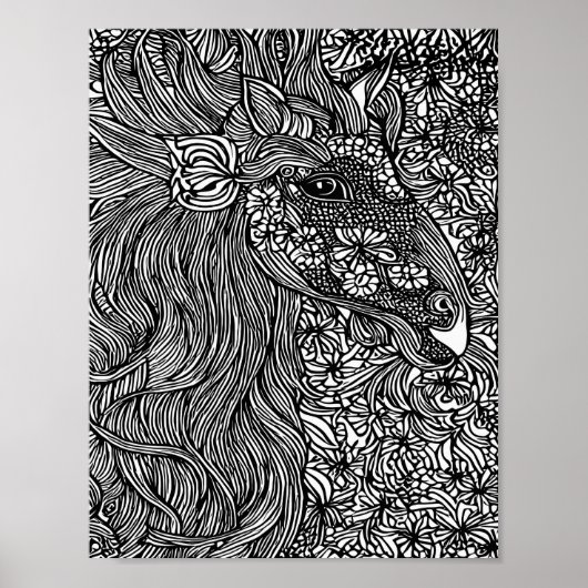 Abstracte paardenbloemen Oorspronkelijke inkt Kuns Poster (Voorkant)