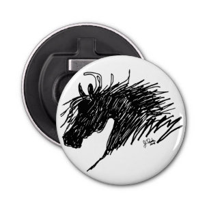 Abstracte paardenkop button flesopener