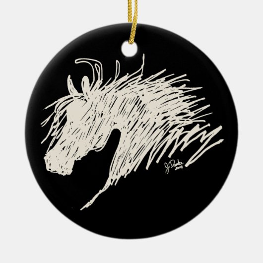 Abstracte paardenkop keramisch ornament (Voorkant)
