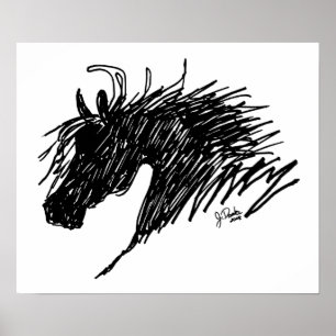 Abstracte paardenkop poster