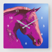 Abstracte paardenkopkunst vierkante klok (Voorkant)