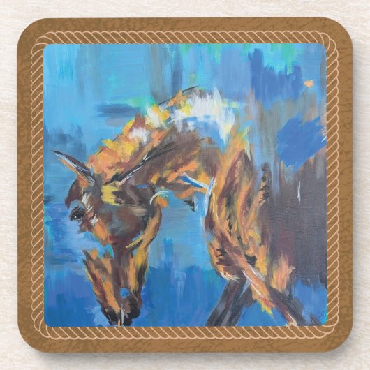 Abstracte paardenkunst bier onderzetter (Voorkant)