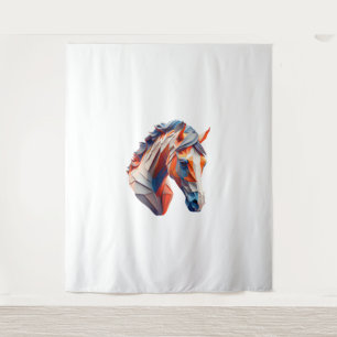 Abstracte Paardenkunst Een kleurrijke twist op Wil Wandkleed