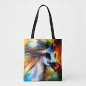 Abstracte paardenkunst Mooie grijze paardehond Tote Bag (Voorkant)