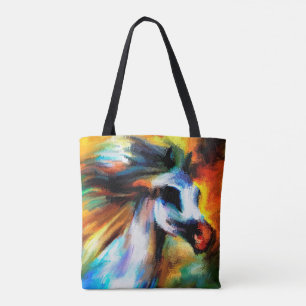 Abstracte paardenkunst Mooie grijze paardehond Tote Bag