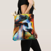 Abstracte paardenkunst Mooie grijze paardehond Tote Bag (Dichtbij)