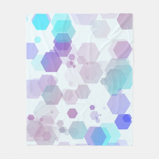 Abstracte paars-blauwe zeshoek - vormpatroon throw fleece deken (Voorkant)
