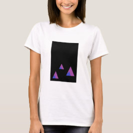 Abstracte paars driehoeken op zwart t-shirt
