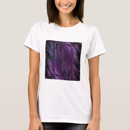 Abstracte paars veren t-shirt (Voorkant)