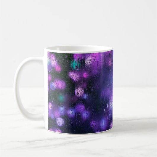 Abstracte paarse achtergrondtextuur koffiemok (Links)