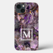 Abstracte paarse amethist kwarts marmer monogram Case-Mate iPhone case (Achterkant)