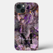 Abstracte paarse amethist kwarts marmer monogram Case-Mate iPhone case (Achterkant)