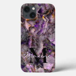 Abstracte paarse amethist kwarts marmer monogram Case-Mate iPhone case
