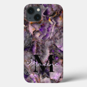 Abstracte paarse amethist kwarts marmer monogram Case-Mate iPhone case