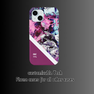 abstracte paarse + Berry Toon chique koele marmer iPhone 15 Case