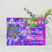Abstracte paarse blauw bloemenzonnebloem retro fun kaart (Staand voorkant)