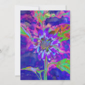 Abstracte paarse blauw bloemenzonnebloem retro fun kaart (Achterkant)