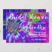 Abstracte paarse blauw bloemenzonnebloem retro fun kaart (Voorkant / Achterkant)