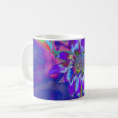 Abstracte paarse blauw bloemenzonnebloem retro fun koffiemok (Voorkant links)