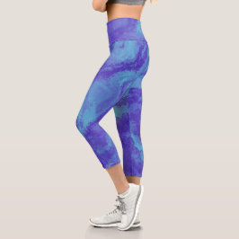 Abstracte Paarse blauwe diffusie Capri-Leggings