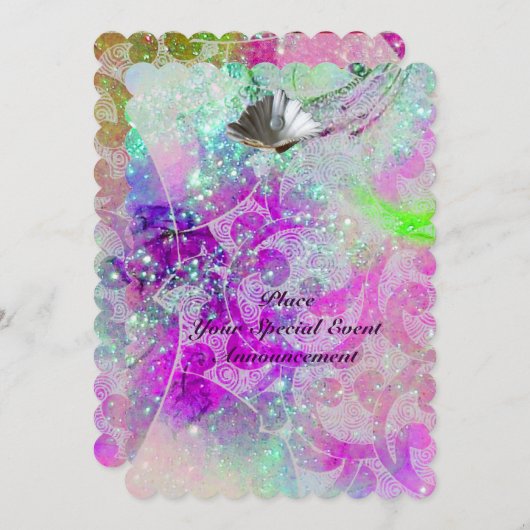 ABSTRACTE PAARSE BLAUWE WAVELLEN, SPARKLEN KAART (Voorkant / Achterkant)