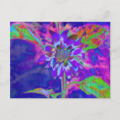 Abstracte paarse blauwe zonnebloem | Retro funky-l Briefkaart (Voorkant)