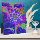 Abstracte paarse blauwe zonnebloem | Retro funky-l Fotoplaat (Zijkant)