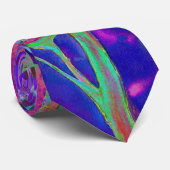 Abstracte paarse blauwe zonnebloem | Retro funky-l Stropdas (Opgerold)