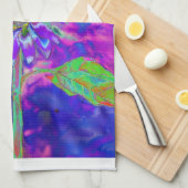 Abstracte paarse blauwe zonnebloem | Retro funky-l Theedoek (Quarter Fold)