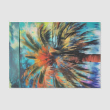 Abstracte Paarse Blauwgroen Beachy Palm Tree Decou