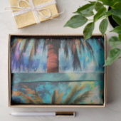 Abstracte Paarse Blauwgroen Beachy Palm Tree Decou Tissuepapier (Geschenk)